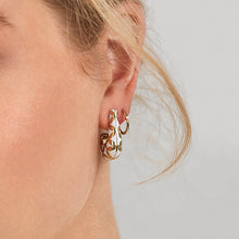 Load image into Gallery viewer, White and Gold Bold Small Hoop Geo Painted Earrings