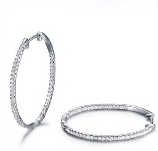 Crystal CZ Hoop Silver Earrings