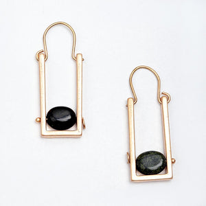 Hanmade Floating Geometric Stone Earrings